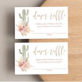 Kaktus pampas boho baby shower blöjlotteri kort