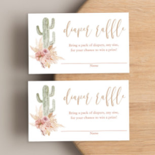 Kaktus pampas boho baby shower blöjlotteri kort