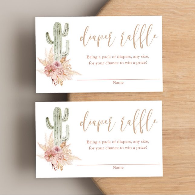 Kaktus pampas boho baby shower blöjlotteri kort (Skapare uppladdad)