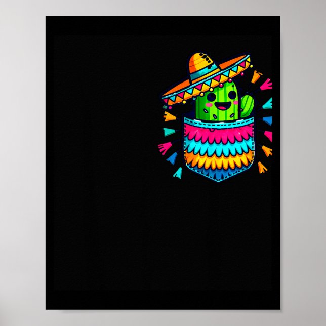 Kaktus Pinata Ficka Cinco De Mayo Mexikansk Fest C Poster (Framsidan)