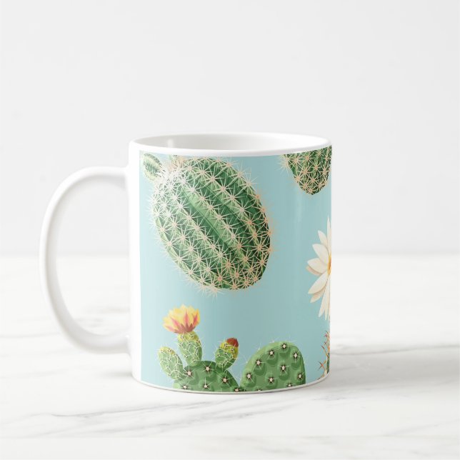 Kaktus, rosa blommor: ljusdekör kaffemugg (Vänster)