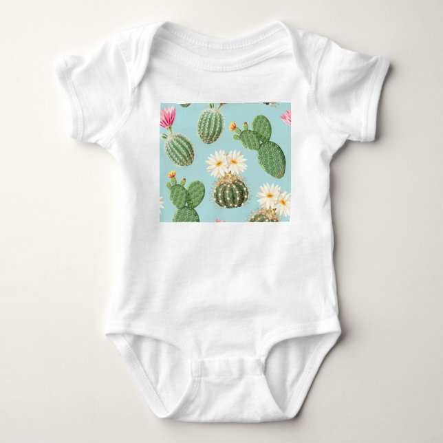 Kaktus, rosa blommor: ljusdekör t shirt (Framsida)