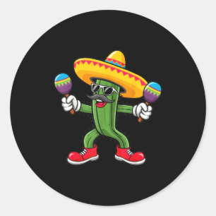 Kaktus Sombrero Cinco De Mayo Mexikansk Kaktus Fes Runt Klistermärke