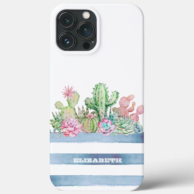 Kaktus Sukkulent Blommor Ränder (Baksida)