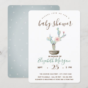 Kaktus Sukkulent Prickar Baby Shower Inbjudningar