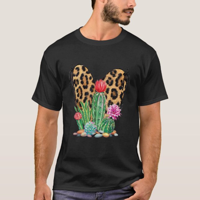 Kaktus Sukkulenter Växter Trädgårdsskötsel Leopard T Shirt (Framsida)