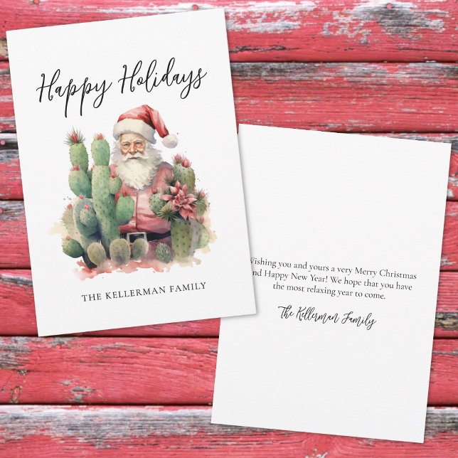Kaktus Tomte God Jul Julen (Cactus Santa Happy Holidays Christmas Holiday Card)