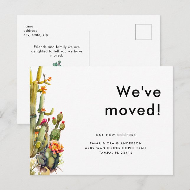Kaktus Vi Har Bytt Plats Vykort (Fram/baksida)