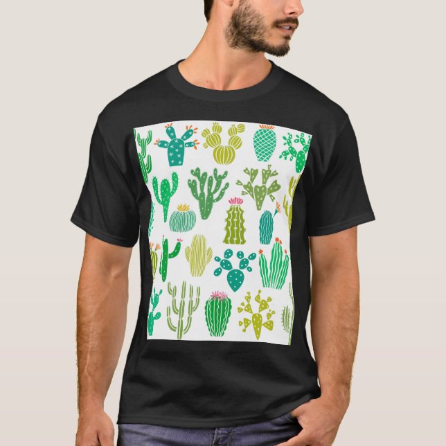 Kaktusanläggning: blommigt för vintage. t shirt (Framsida)