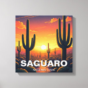 Kaktusar på Saguaro National Park Souvenir Canvastryck