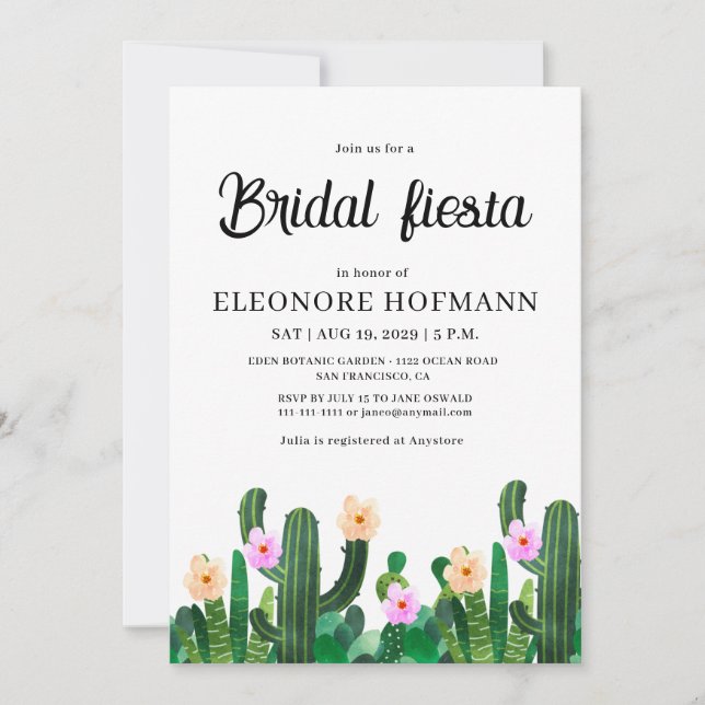 Kaktusblommor  Bröllopsfirande Inbjudan (Framsida)