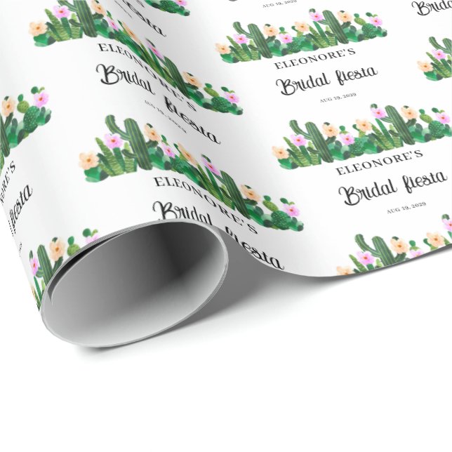 Kaktusblommor  Bröllopsfirande Presentpapper (Rullad Hörn)