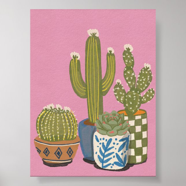 Kaktusblommor Rosa Poster (Framsidan)