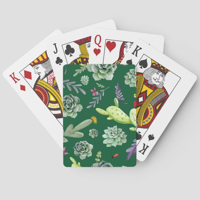 Kaktusmönster 3 casinokort (Baksidan)
