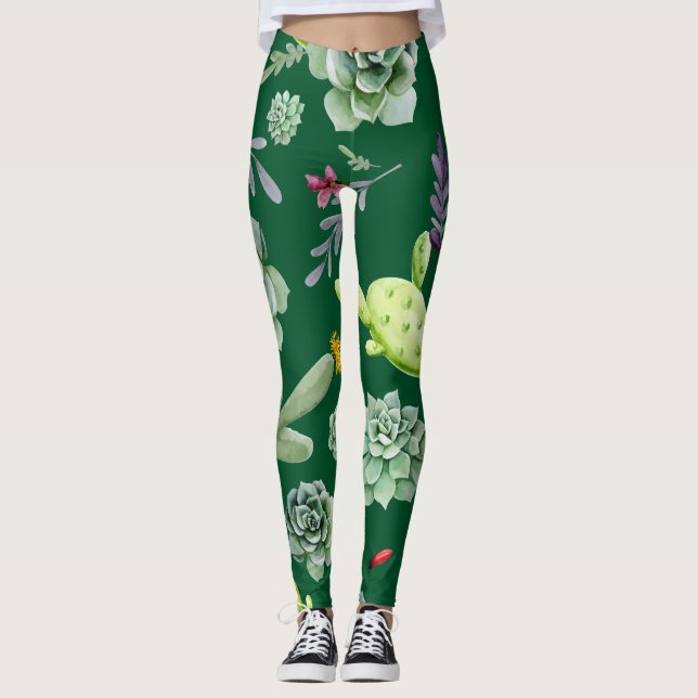 Kaktusmönster 3 leggings (Framsida)