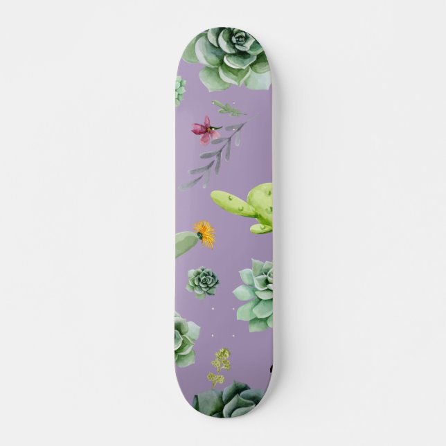 Kaktusmönster 7 mini skateboard bräda 18,5 cm (Framsida)