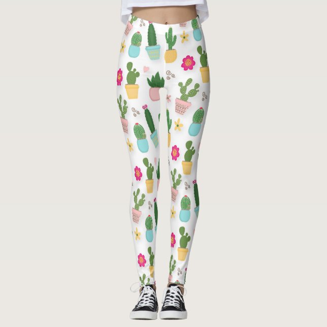 Kaktusmönster  leggings (Framsida)