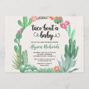 Kaktussuckulenter, Tacoanfall en baby showerflicka Inbjudningar