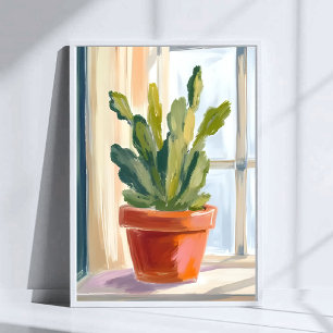 Kaktusväxt Grön botanisk akvarell Poster