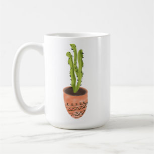 Kaktusväxt Terrakotta Handritad Kaffemugg