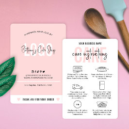 Kakvårdsanvisningar Modern Rosa Bakery Visitkort