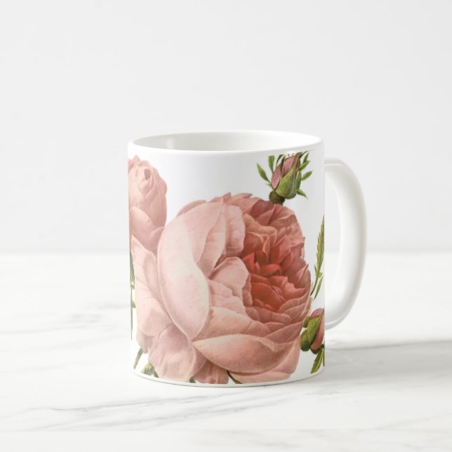 kål ro (Rosa centifolia foliacea) av Redouté Kaffemugg (Framsida höger)