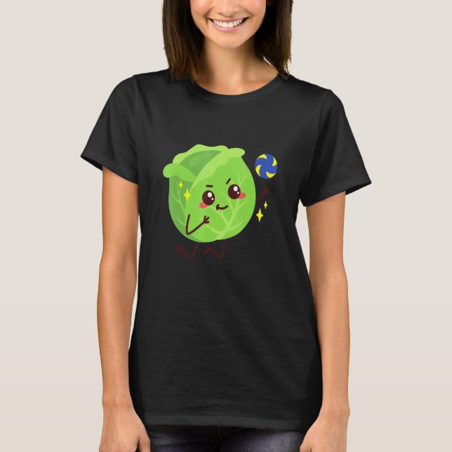 Kål som spelar Volleyball Vegetable T Shirt (Framsida)