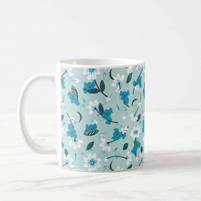 Kala Mönster Cute Animal and Nature Art Kaffemugg (Vänster)