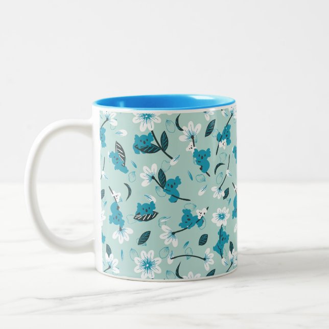 Kala Mönster Cute Animal and Nature Art Två-Tonad Mugg (Vänster)
