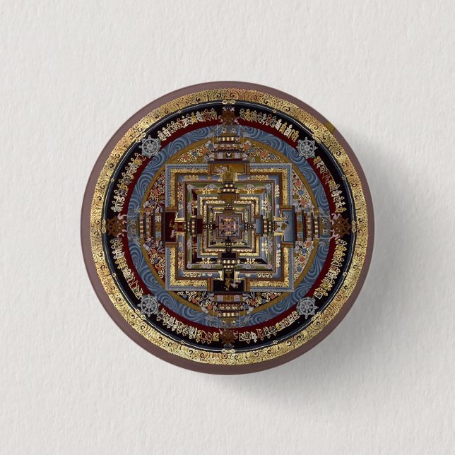 Kalachakra Mandala A Button Knapp (Framsida)