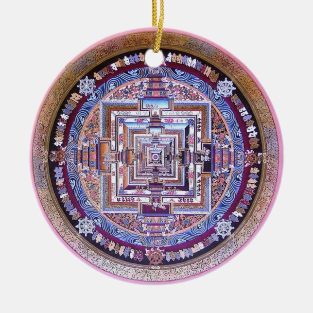 Kalachakra Mandala Julgransprydnad Keramik (Framsidan)
