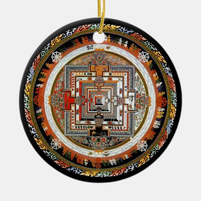 Kalachakra Mandala Julgransprydnad Keramik (Framsidan)