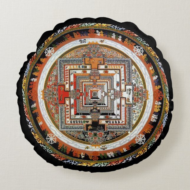 Kalachakra Mandala Rund Kudde (Framsidan)