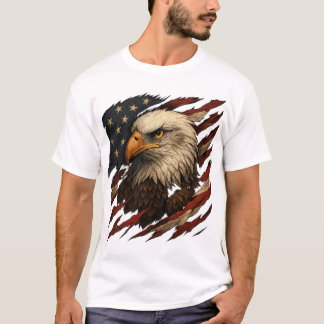 Kalahalsad Örn Amerikansk Flagga T-Shirt – Patriot