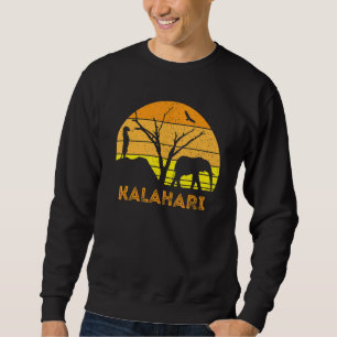 Kalahari Desert Elephant Meerkat Sunset Safari Afr Lång Ärmad Tröja