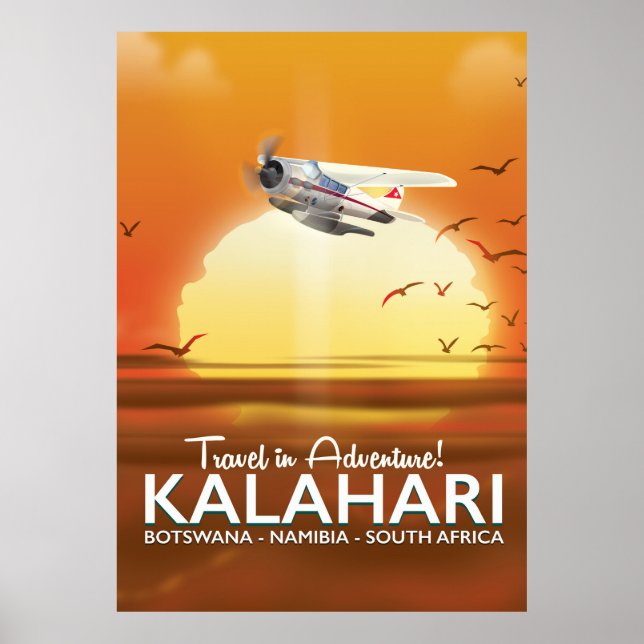 Kalahari-öknen äventyrsresor affisch (Framsidan)