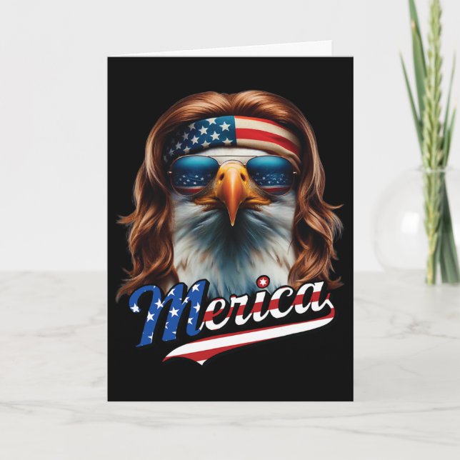 Kalahästrad Eagle Merica 4 juli Eagle Mullet Rolig Kort (Framsida)