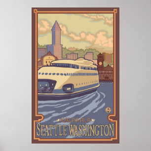 Kalakala färja Seattle, WA-vintage resoraffisch Poster