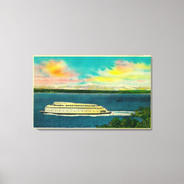 Kalakala Ferry, Puget Ljud, Olympiska bergen Canvastryck (Framsida)