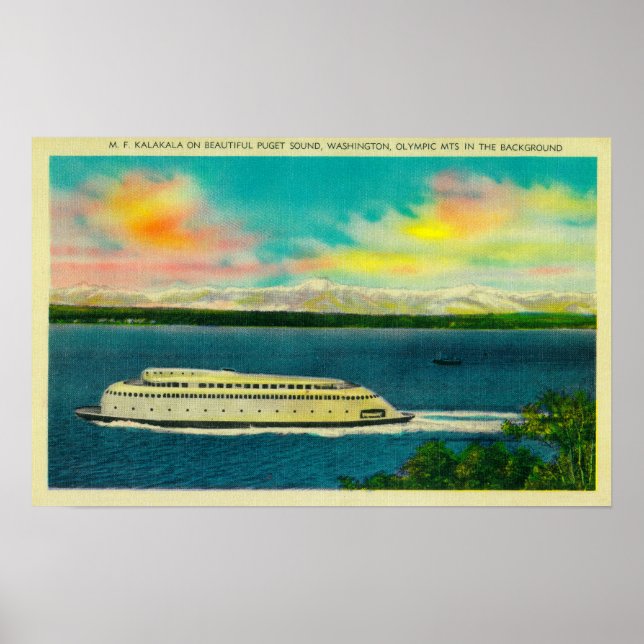 Kalakala Ferry, Puget Ljud, Olympiska bergen Poster (Framsidan)