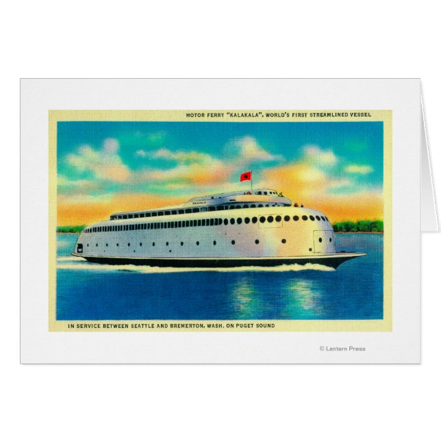 Kalakala Ferry, World's First Streamlines Hälsningskort (Framsidan Horizontal)