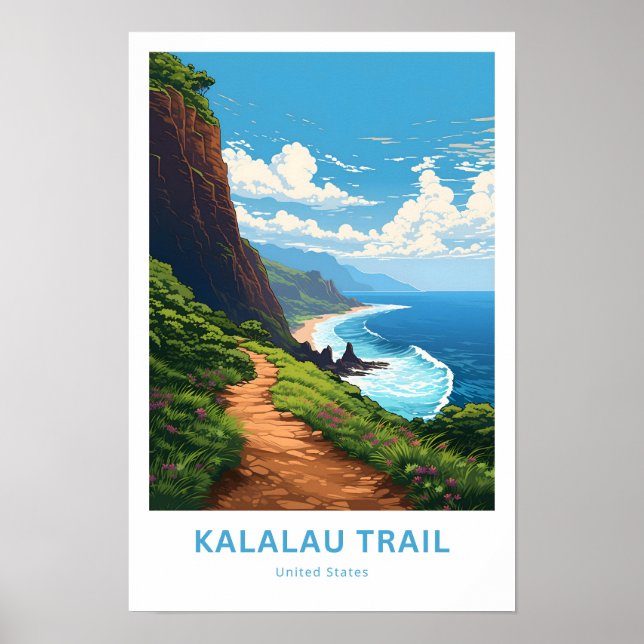 Kalalau Beach United Stater Travel Print Poster (Framsidan)