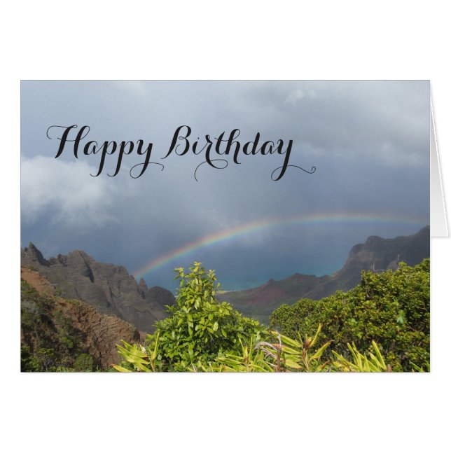 Kalalau Rainbow Birthday Card Hälsningskort (Framsidan Horizontal)