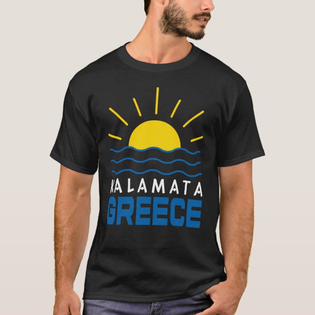 Kalamata Greece Sunshine and Sea Manar Black T Shirt (Framsida)