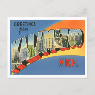Kalamazo, Michigan Vintage Big Brev vycard Vykort