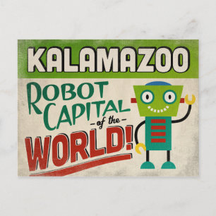 Kalamazoo Michigan Robot - Funny Vintage Vykort