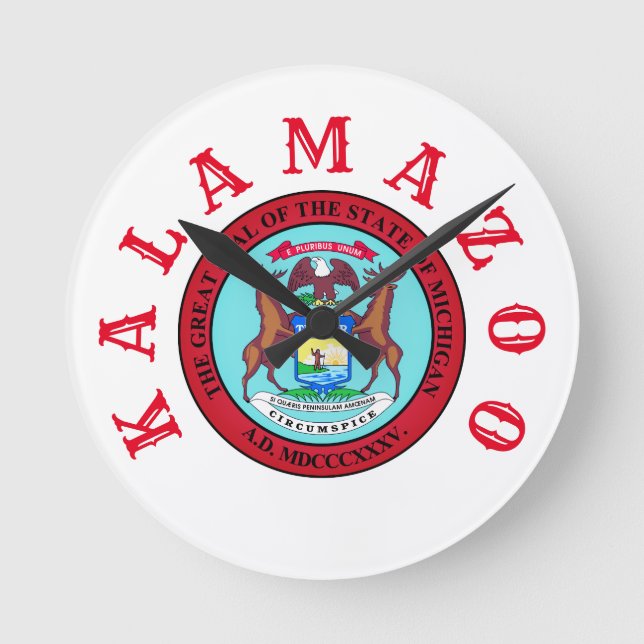 Kalamazoo Michigan Rund Klocka (Framsida)