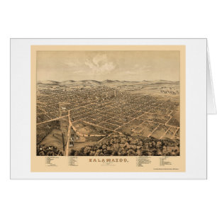 Kalamazoo panorama- karta för MI - 1874 Hälsningskort