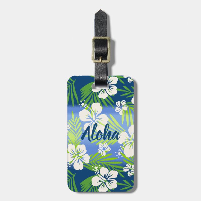 Kalani Tie Dye Blend Tropical Hibiscus - Blue Bagagebricka (Vertikal Framsida)