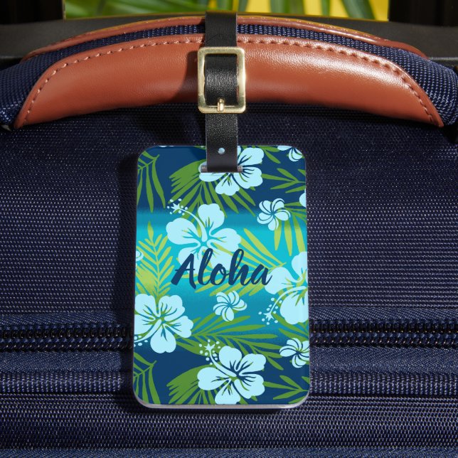 Kalani Tie Dye Blend Tropical Hibiscus - Teal Bagagebricka (Framsida Insitu 2)
